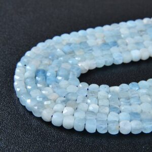 4MM Aquamarine Gemstone Grade Aa Micro Faceted Square Cube Loose Beads BULK LOT 1,2,6,12 and 50 (P4) 4MM Aquamarine Gemstone Grade Aa Micro Faceted Square Cube Loose Beads BULK LOT 1,2,6,12 and 50 (P4)