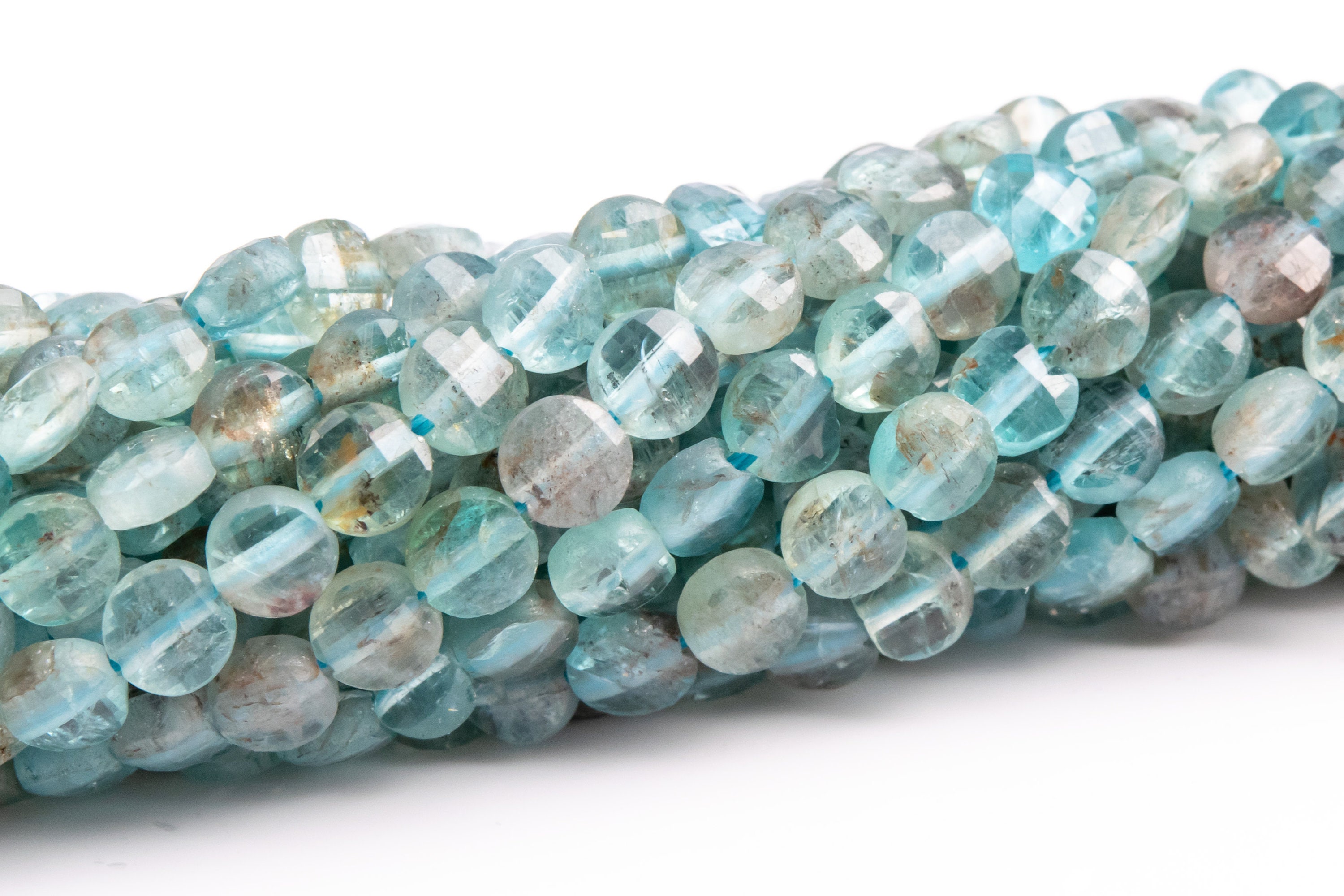 4x2mm Light Blue Aquamarine Beads Faceted Flat Round Button Genuine Natural Gemstone Loose Beads 15" / 7.5" Bulk Lot Options (117541)