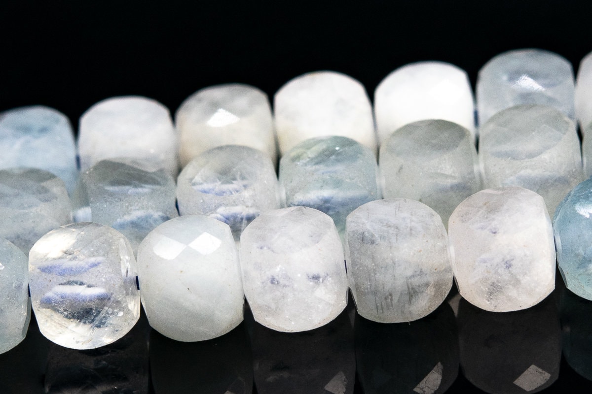 6mm Aquamarine Beads Faceted Cube Grade Aa Genuine Natural Gemstone Loose Beads 16"/ 8" Bulk Lot Options (113044)
