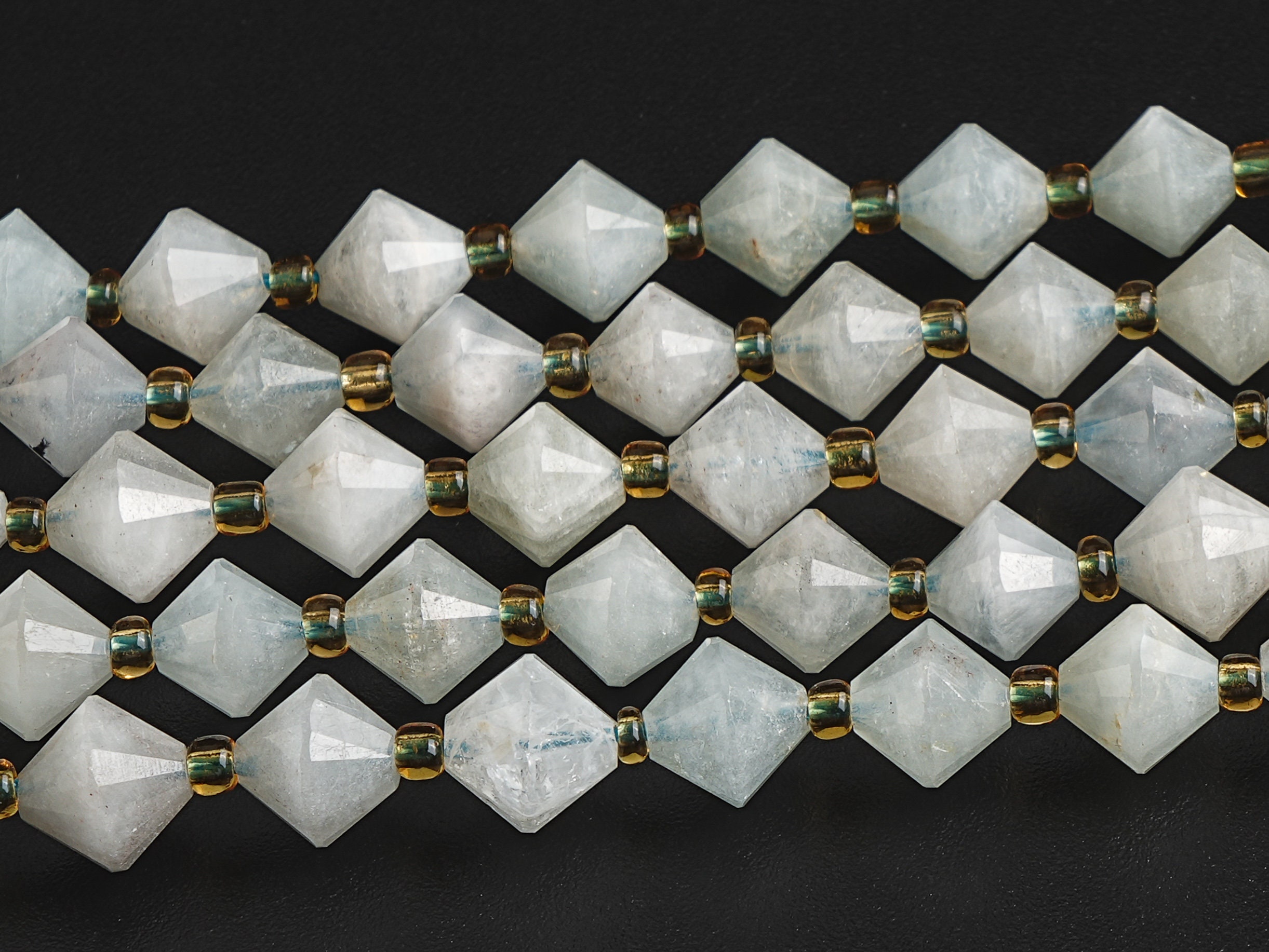 8mm Light Blue Aquamarine Beads Grade Aa Genuine Natural Gemstone Bicone Faceted Loose Beads 15"/7.5" Bulk Lot Options (126718)