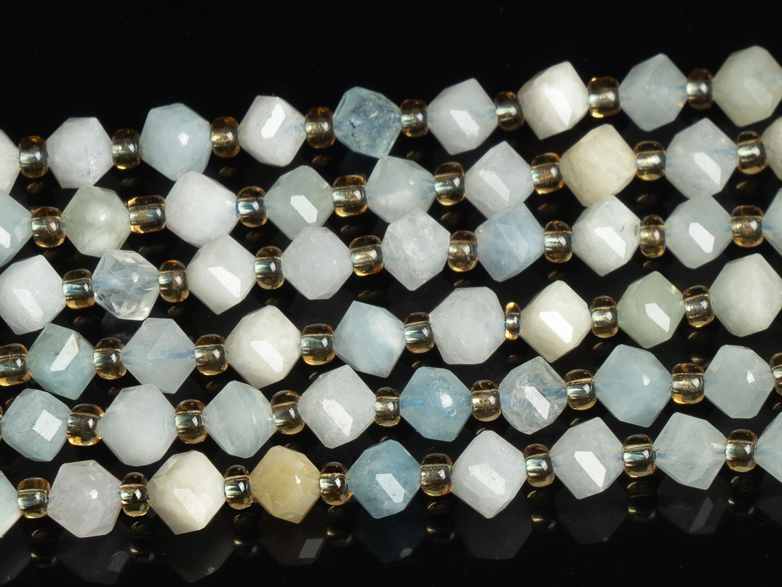 8mm Light Sky Blue Aquamarine Beads Grade Aaa Genuine Natural Gemstone Faceted Cube Loose Beads 15"/7.5" Bulk Lot Options