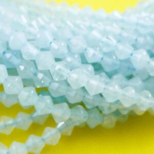 Aquamarine Beads (Bicone)(Micro)(Faceted)(4mm)(15.5"Strand)