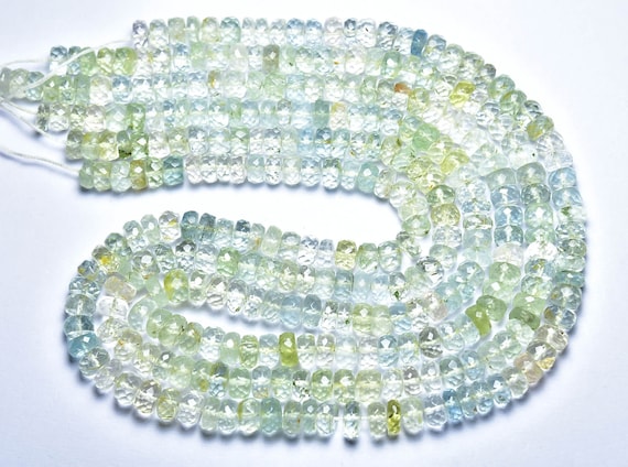 Big Multi Aquamarine Rondelle Beads - 8 Inches - Natural Faceted Multi Aquamarine Rondelle - Size Is 6.5 - 7.5 Mm #2679 Big Multi Aquamarine Rondelle Beads - 8 Inches - Natural Faceted Multi Aquamarine Rondelle - Size Is 6.5 - 7.5 Mm #2679
