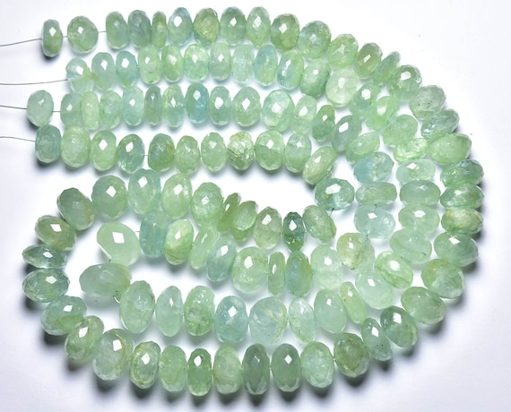 Big Aquamarine Rondelle Beads - 7 Inches - Natural Faceted Aquamarine Rondelle - Size Is 9 - 12 Mm #2265 Big Aquamarine Rondelle Beads - 7 Inches - Natural Faceted Aquamarine Rondelle - Size Is 9 - 12 Mm #2265