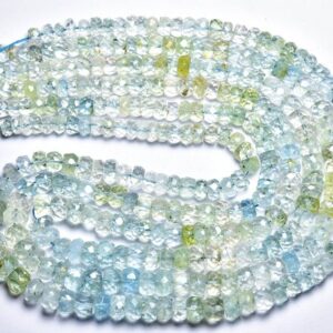 Blue Aquamarine Rondelle Beads - 7 inches - Beautiful Natural Faceted Aquamarine Rondelle - Size is 5- 7 mm #2266 Blue Aquamarine Rondelle Beads - 7 inches - Beautiful Natural Faceted Aquamarine Rondelle - Size is 5- 7 mm #2266