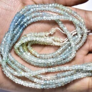 Multi Aquamarine Rondelle Beads - 13 inches,Natural Aquamarine Faceted Rondelles,Size is 4mm #103 Multi Aquamarine Rondelle Beads - 13 inches,Natural Aquamarine Faceted Rondelles,Size is 4mm #103