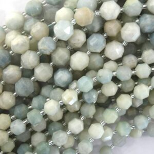 Natural Blue Aquamarine Prism Double Point Cut Faceted Beads 15.5" 8mm 10mm Natural Blue Aquamarine Prism Double Point Cut Faceted Beads 15.5" 8mm 10mm