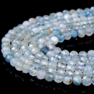 Natural Aquamarine Gemstone Grade AA Micro Faceted Round 3MM 4MM 5MM Loose Beads BULK LOT 1,2,6,12 and 50 (P66) Natural Aquamarine Gemstone Grade AA Micro Faceted Round 3MM 4MM 5MM Loose Beads BULK LOT 1,2,6,12 and 50 (P66)