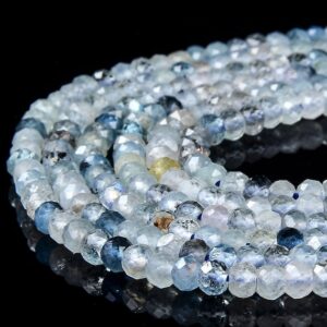 Natural Aquamarine Gemstone Grade AAA 4X3MM Micro Faceted Rondelle Beads 15 inch Full Strand BULK LOT 1,2,6,12 and 50 (80018135-P90) Natural Aquamarine Gemstone Grade AAA 4X3MM Micro Faceted Rondelle Beads 15 inch Full Strand BULK LOT 1,2,6,12 and 50 (80018135-P90)