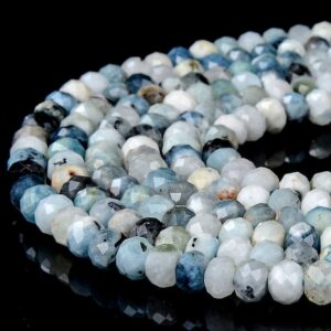 Natural Aquamarine Gemstone Micro Faceted Rondelle 7X5MM Loose Beads BULK LOT 1,2,6,12 and 50 (P90) Natural Aquamarine Gemstone Micro Faceted Rondelle 7X5MM Loose Beads BULK LOT 1,2,6,12 and 50 (P90)