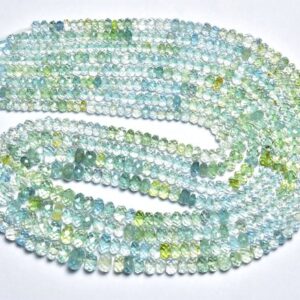 Aquamarine Rondelle Beads - 15 inches,Super Quality Beautiful Natural Clean Aquamarine Faceted Rondelle - Size is 3.50-5mm #433 Aquamarine Rondelle Beads - 15 inches,Super Quality Beautiful Natural Clean Aquamarine Faceted Rondelle - Size is 3.50-5mm #433