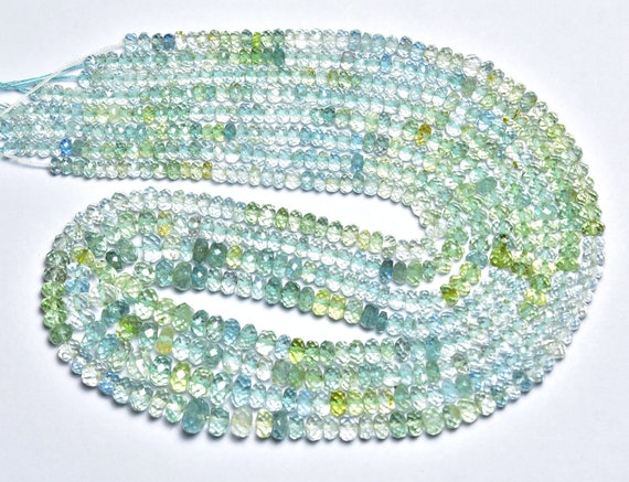 Aquamarine Rondelle Beads - 15 Inches,super Quality Beautiful Natural Clean Aquamarine Faceted Rondelle - Size Is 3.50-5mm #433