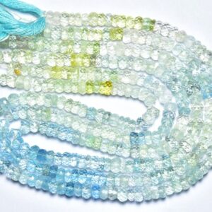 Aquamarine Rondelle Beads - 7 inches - Super Quality Natural Multi Aquamarine Faceted Rondelles,Size is 5-5.50mm #69 Aquamarine Rondelle Beads - 7 inches - Super Quality Natural Multi Aquamarine Faceted Rondelles,Size is 5-5.50mm #69