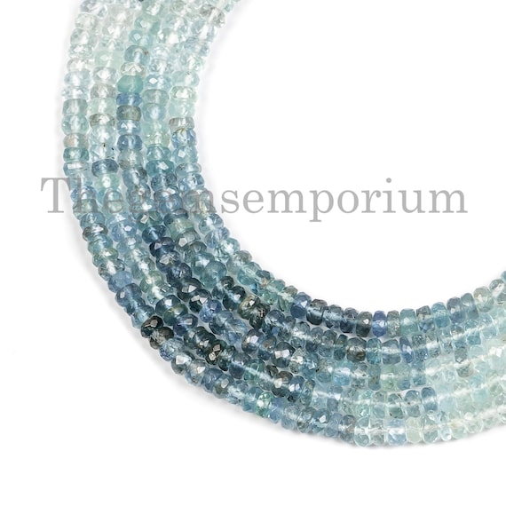 Faceted Aquamarine Rondelle Beads, Gemstone Jewelry Making