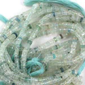 Faceted Aquamarine Rondelle Strand: Natural Aqua Gemstone Beads, 4-5mm Faceted Aquamarine Rondelle Strand: Natural Aqua Gemstone Beads, 4-5mm
