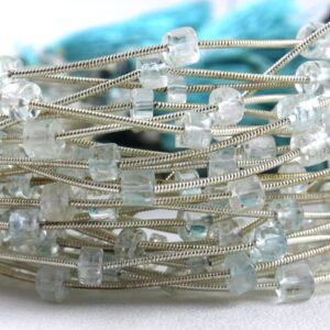 Faceted Aquamarine Tyre Beads: 5-5.5mm Gemstone Jewelry (8 Pieces/strand) Faceted Aquamarine Tyre Beads: 5-5.5mm Gemstone Jewelry (8 Pieces/strand)