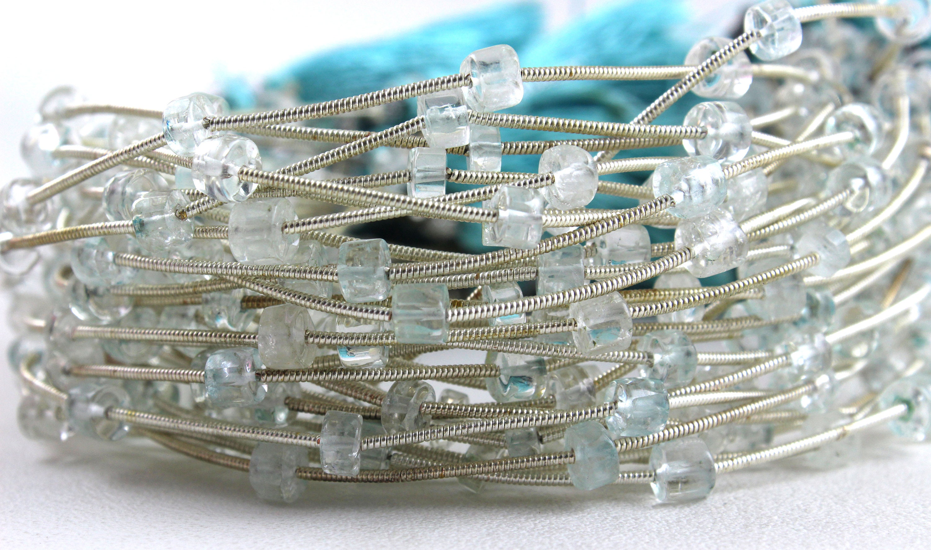 Faceted Aquamarine Tyre Beads: 5-5.5mm Gemstone Jewelry (8 Pieces/strand)