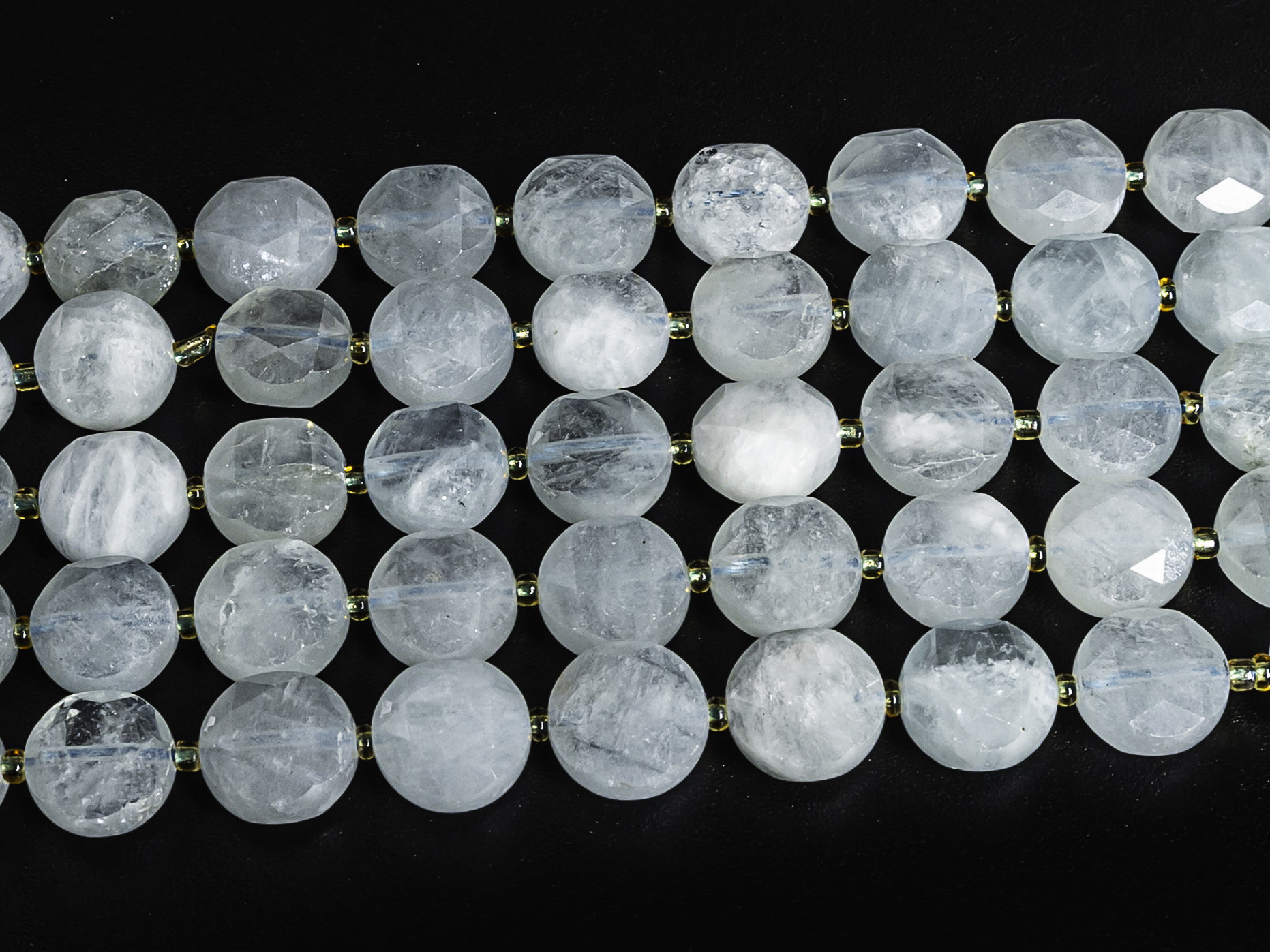 White Aquamarine Beads Grade Aaa 8mm 10mm Genuine Natural Gemstone Faceted Coin Loose Beads 15"/7.5" Bulk Lot Options