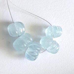 10-12mm Aquamarine Melon Beads, 5Pcs Aquamarine Carved Melon Beads, Natural Aquamarine For Jewelry, Aquamarine for Necklace - PPH40 10-12mm Aquamarine Melon Beads, 5Pcs Aquamarine Carved Melon Beads, Natural Aquamarine For Jewelry, Aquamarine for Necklace - PPH40