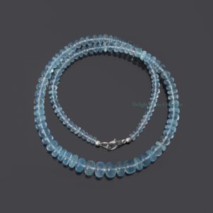 AAA Aquamarine Gemstone Beaded Necklace, 4-8.5mm Rondelle Beads AAA Aquamarine Gemstone Beaded Necklace, 4-8.5mm Rondelle Beads