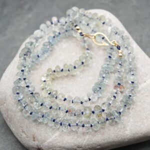 Beaded Necklace: Aquamarine, 18k Gold, Gemstone Necklace, March Birthstone Beaded Necklace: Aquamarine, 18k Gold, Gemstone Necklace, March Birthstone