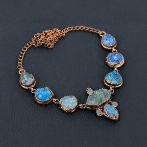 Electroformed Copper Blue Druzy & Aquamarine Necklace - 18 Inch Electroformed Copper Blue Druzy & Aquamarine Necklace - 18 Inch