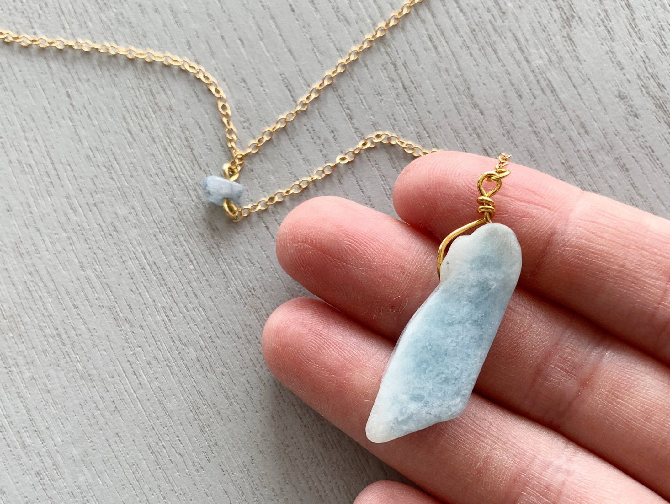 Genuine Aquamarine Necklace Silver, Long Blue Gemstone Lariat Necklace Gold, March Birthday Gift For Mom, Sister, Daughter, Crystal Necklace