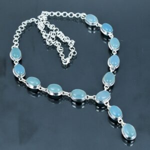 Aquamarine Necklace: Handmade 925 Sterling Silver, Adjustable Chain Aquamarine Necklace: Handmade 925 Sterling Silver, Adjustable Chain