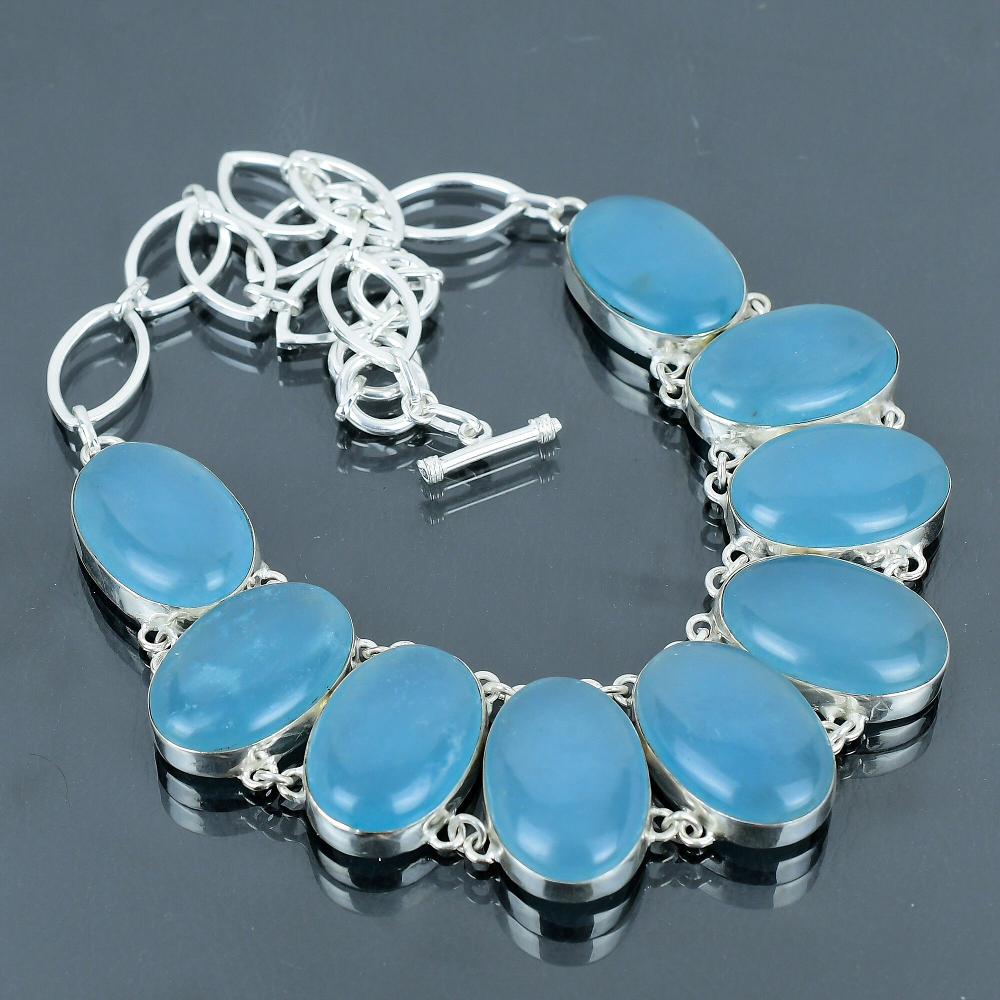 Handmade Aquamarine Necklace: Oval Gemstone, 925 Sterling Silver
