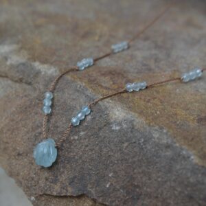 Aquamarine Knotted Silk Necklace March Birthstone 16 and 18 Inches Aquamarine Knotted Silk Necklace March Birthstone 16 and 18 Inches