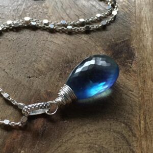 Large Blue aquamarine gemstone necklace Large Blue aquamarine gemstone necklace