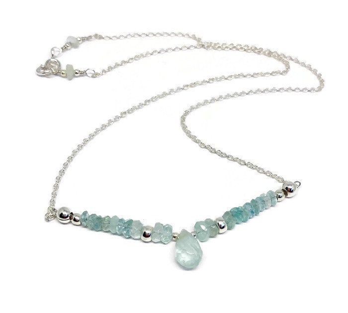 Aquamarine Necklace, March Birthstone, 925 Sterling Silver, Birthday Gift, Wife Gift, Aquamarine Jewelry, Gemstone Jewelry, Mum Gift