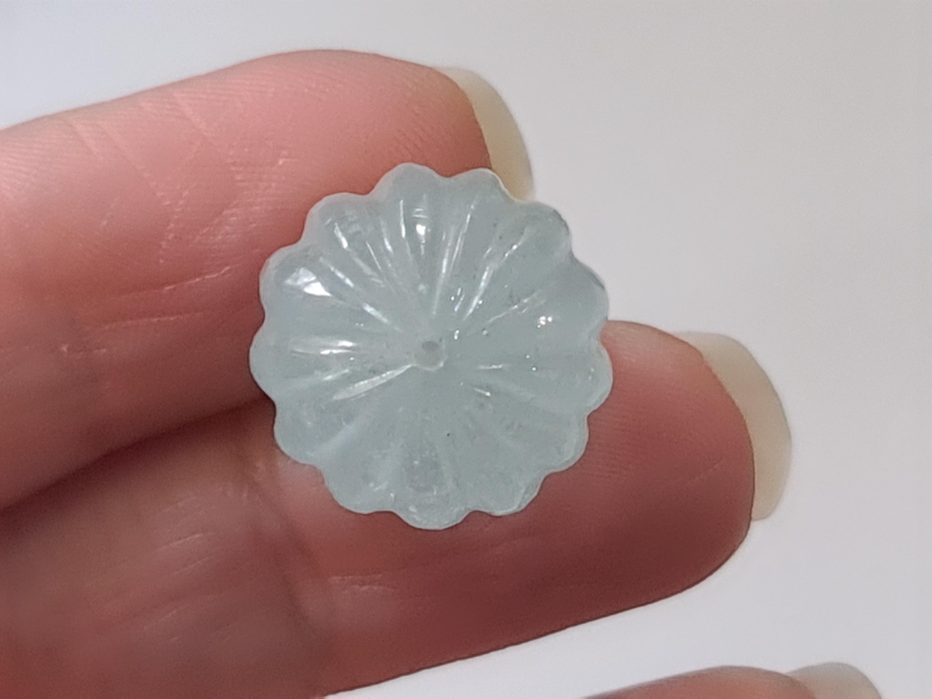 Aquamarine Melon Beads, 16mm Natural Aquamarine Carved Melon Beads, Aquamarine For Jewelry Aquamarine For Necklace - Pph31