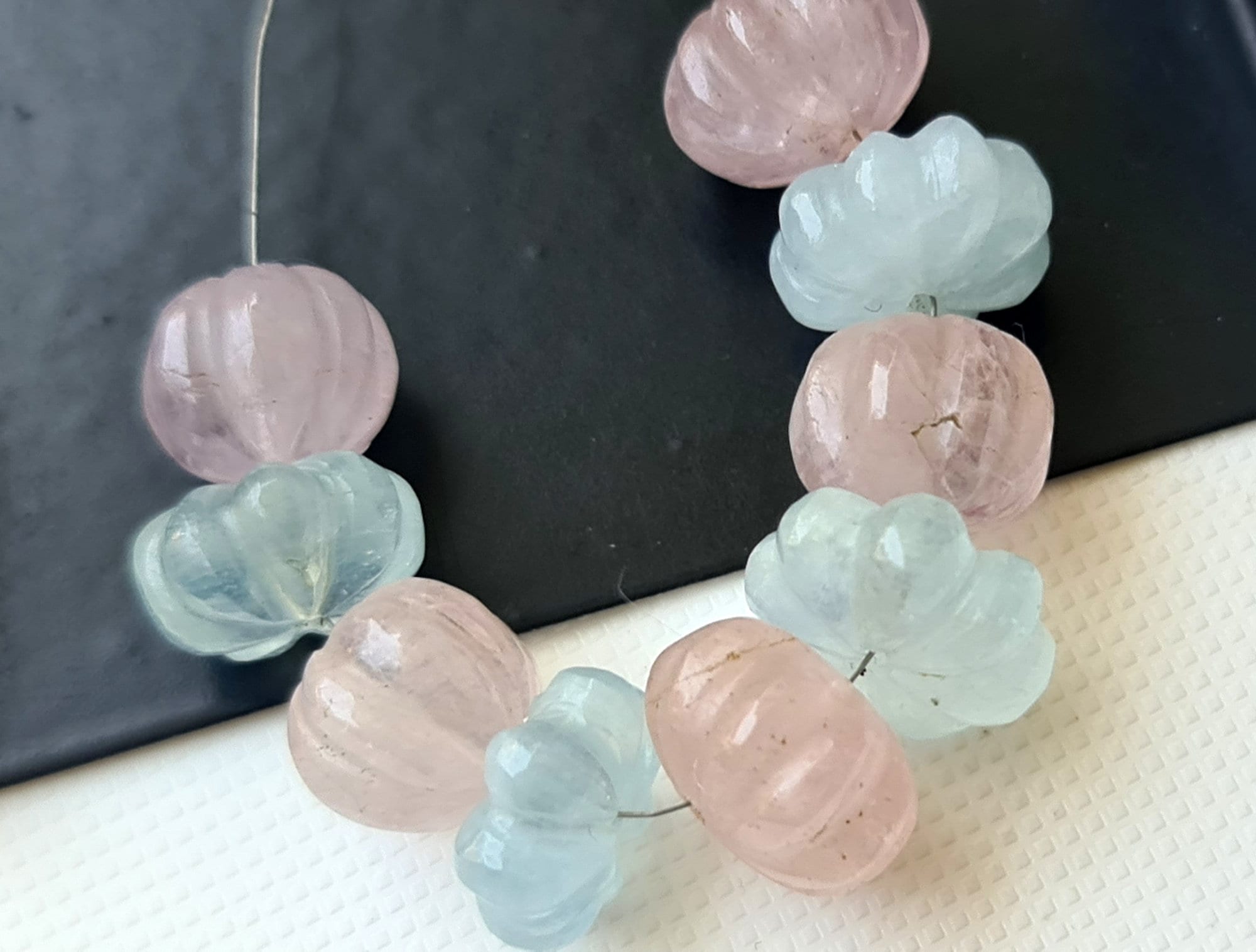 Aquamarine Melon Beads, 9-11mm Natural Aquamarine Carved Melon Beads, Multi Aquamarine For Jewelry Aquamarine For Necklace - Pph26