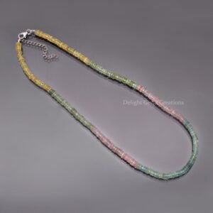 Multi-Color Aquamarine Beaded Necklace, 5.5mm Smooth Tyre Beads Multi-Color Aquamarine Beaded Necklace, 5.5mm Smooth Tyre Beads