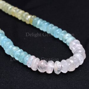 Multi Aquamarine Faceted Rondelle Beads Necklace, 18 Inch Multi Aquamarine Faceted Rondelle Beads Necklace, 18 Inch