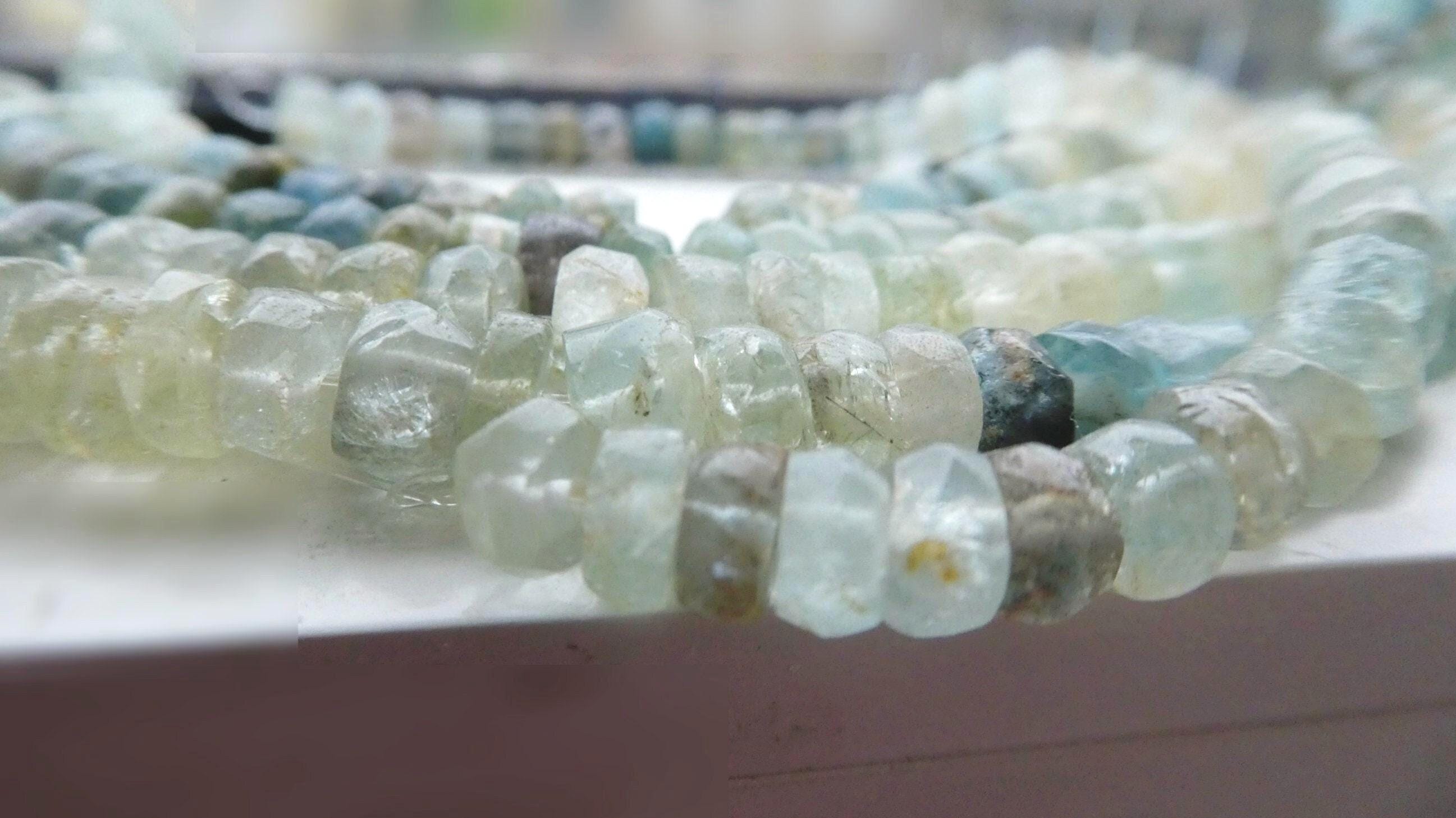 Multi Aquamarine Rondelle 6mm Beads- 6in Strand Gemstone -necklace Jewelry Making-natural Craft Beads