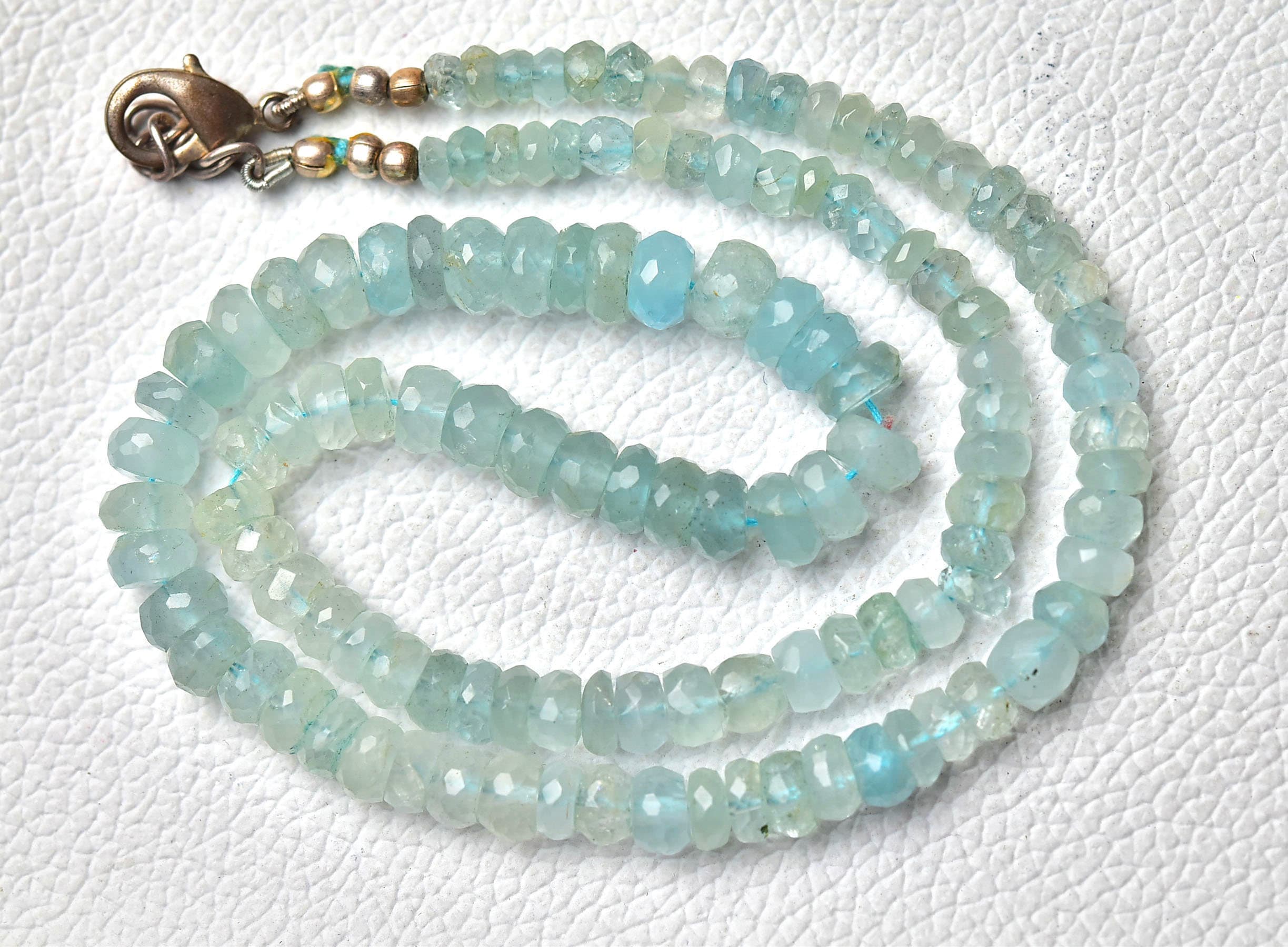 Natural Aquamarine Rondelle Necklace Beads 4.5mm To 7.5mm Faceted Rondelle Gemstone Bead Aquamarine Beads Necklace 16 Inches Strand No3018