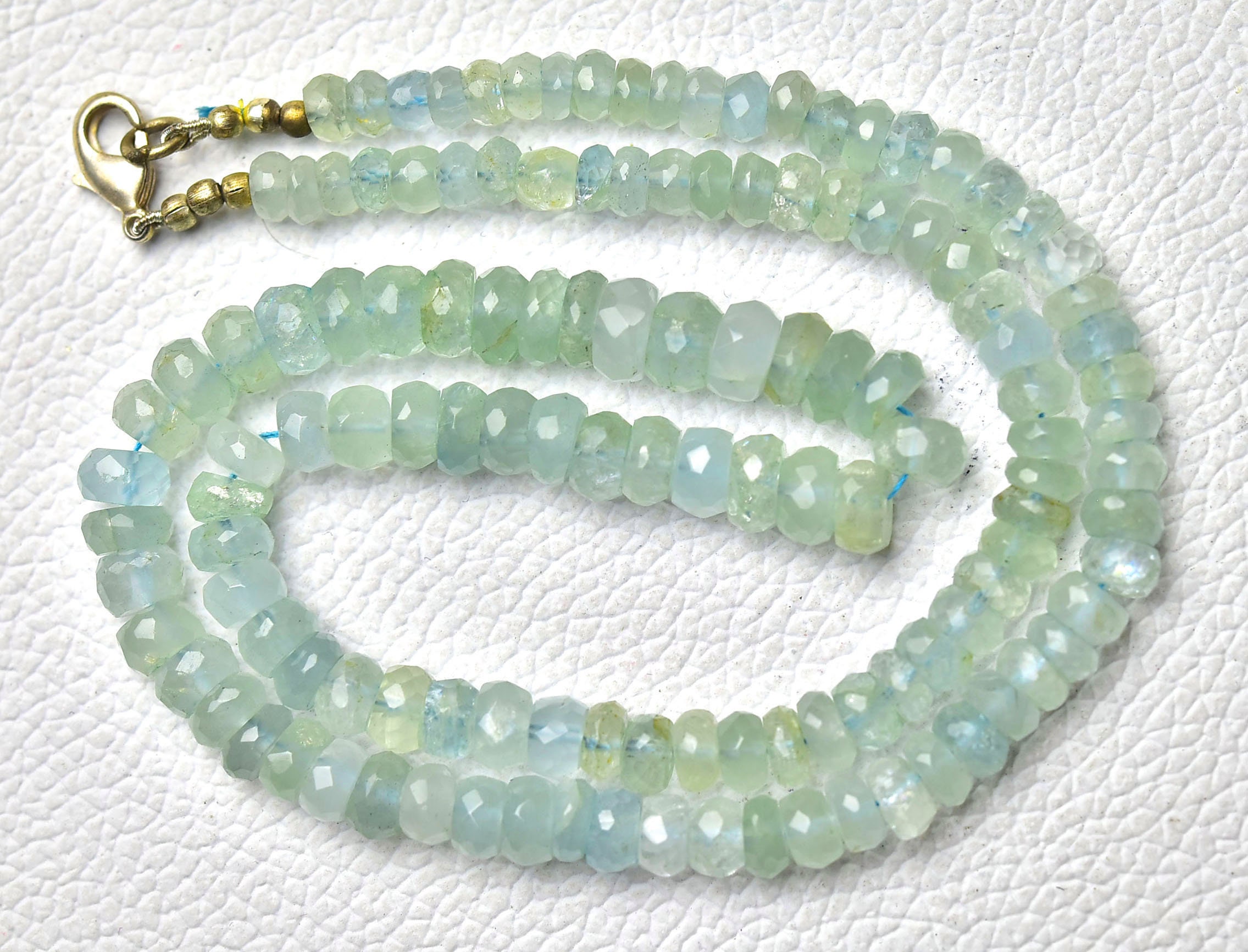 Natural Aquamarine Rondelle Neckalce Beads 4.5mm To 7.5mm Faceted Rondelle Gemstone Aquamarine Beads Necklace 18 Inches Strand No3033