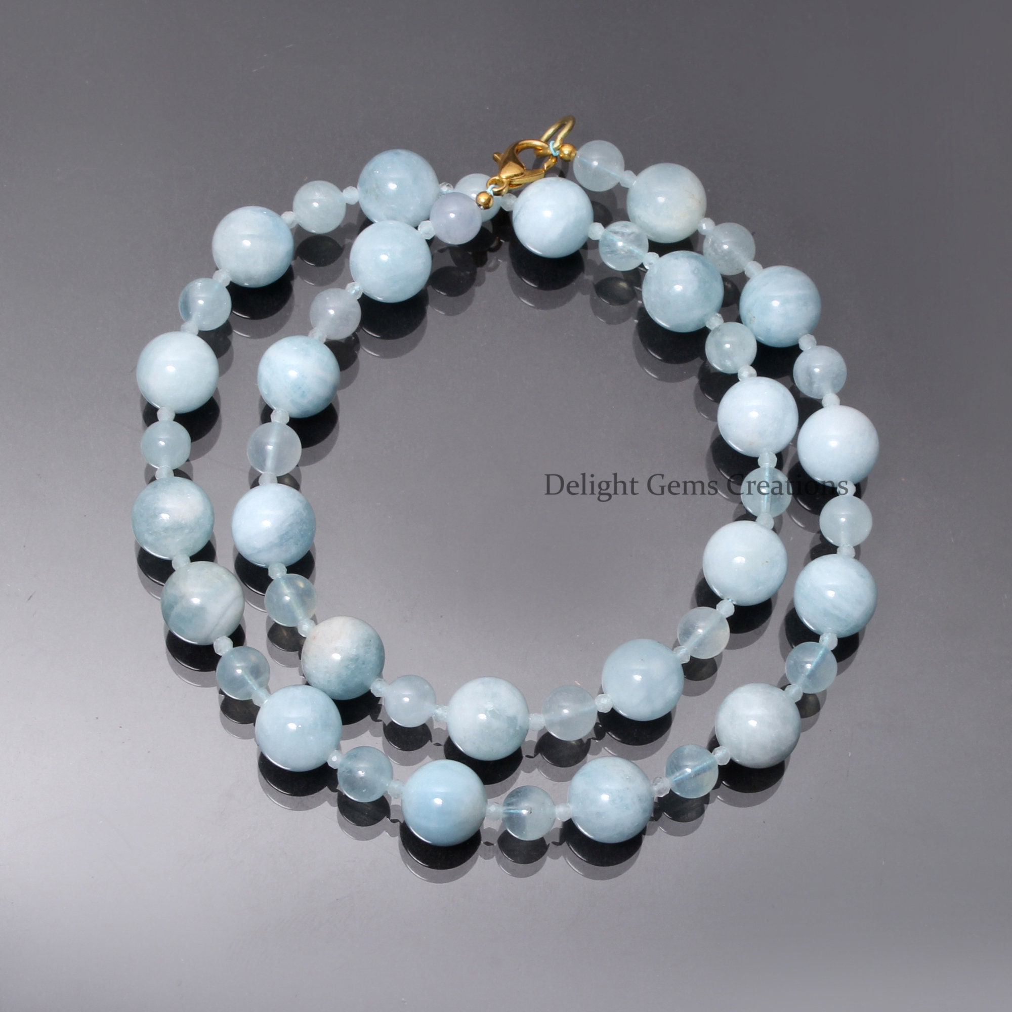 On Sale Blue Aquamarine Smooth Beads Necklace, 2mm/6mm/10mm Multi Size Aquamarine Necklace Jewelry, March Birthstone Necklace, Gift For Her