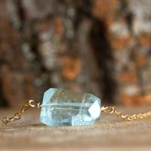 Real Aquamarine Necklace - Blue Crystal Necklace - Aquamarine Jewelry - March Birthstone Jewelry - Gift For Her - Healing Crystal Necklace