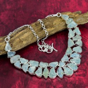 Rough Aquamarine Necklace, 925 Sterling Silver, Aquamarine Rough Gemstone Jewelry, Healing Jewelry Adjustable Chain Necklace, Gift For Woman Rough Aquamarine Necklace, 925 Sterling Silver, Aquamarine Rough Gemstone Jewelry, Healing Jewelry Adjustable Chain Necklace, Gift For Woman