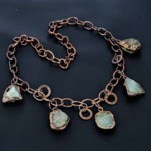 Aquamarine Rough Stone Necklace, Electroformed Copper Jewelry, Adjustable Chain Aquamarine Rough Stone Necklace, Electroformed Copper Jewelry, Adjustable Chain