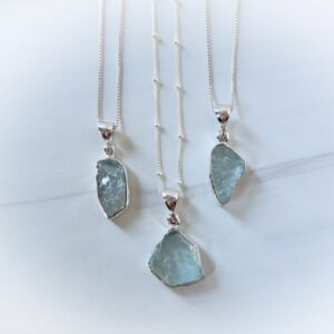 Aquamarine Necklace Sterling Silver • Raw Aquamarine Necklace Aquamarine Necklace Sterling Silver • Raw Aquamarine Necklace