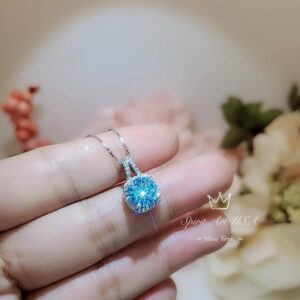 Tiny Square Blue Aquamarine Necklace Sterling Silver Cubic Zirconia Circle March Birthstone 051 Tiny Square Blue Aquamarine Necklace Sterling Silver Cubic Zirconia Circle March Birthstone 051