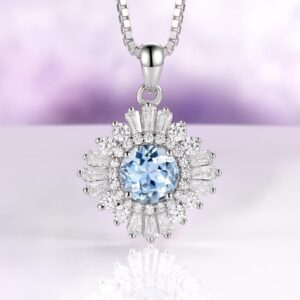 Vintage Aquamarine Necklace in 925 Sterling Silver- Art Deco Gatsby Inspired March Birthstone Bridal Necklace- Anniversary Gift For Her