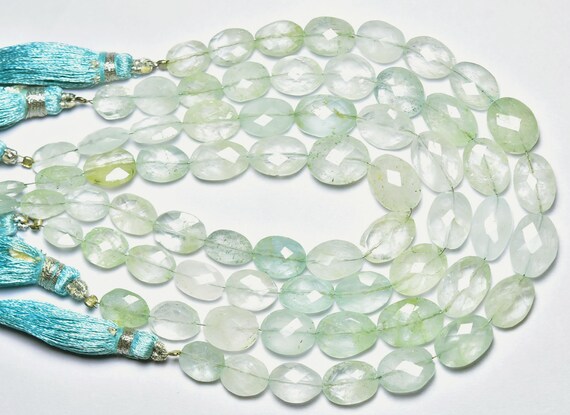 Aquamarine 0val Beads - 7.50 Inches,natural Aquamarine Faceted Oval Briolettes,milky Aquamarine,size Is 8x9-12x9mm #193