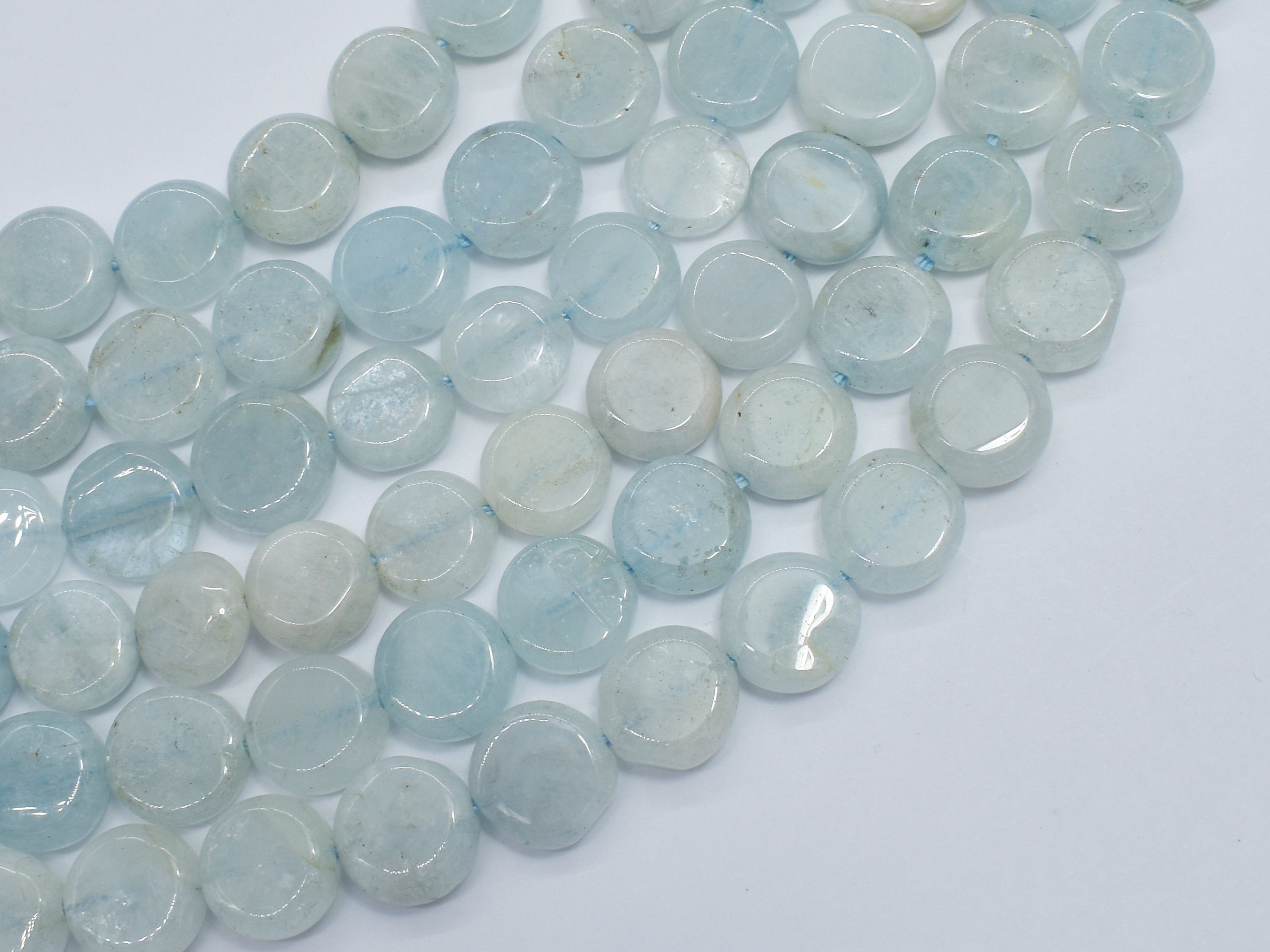 Aquamarine 10mm Coin Beads, 15.5 Inch, Approx. 40 Beads, Hole 1mm (123008003) Aquamarine 10mm Coin Beads, 15.5 Inch, Approx. 40 Beads, Hole 1mm (123008003)