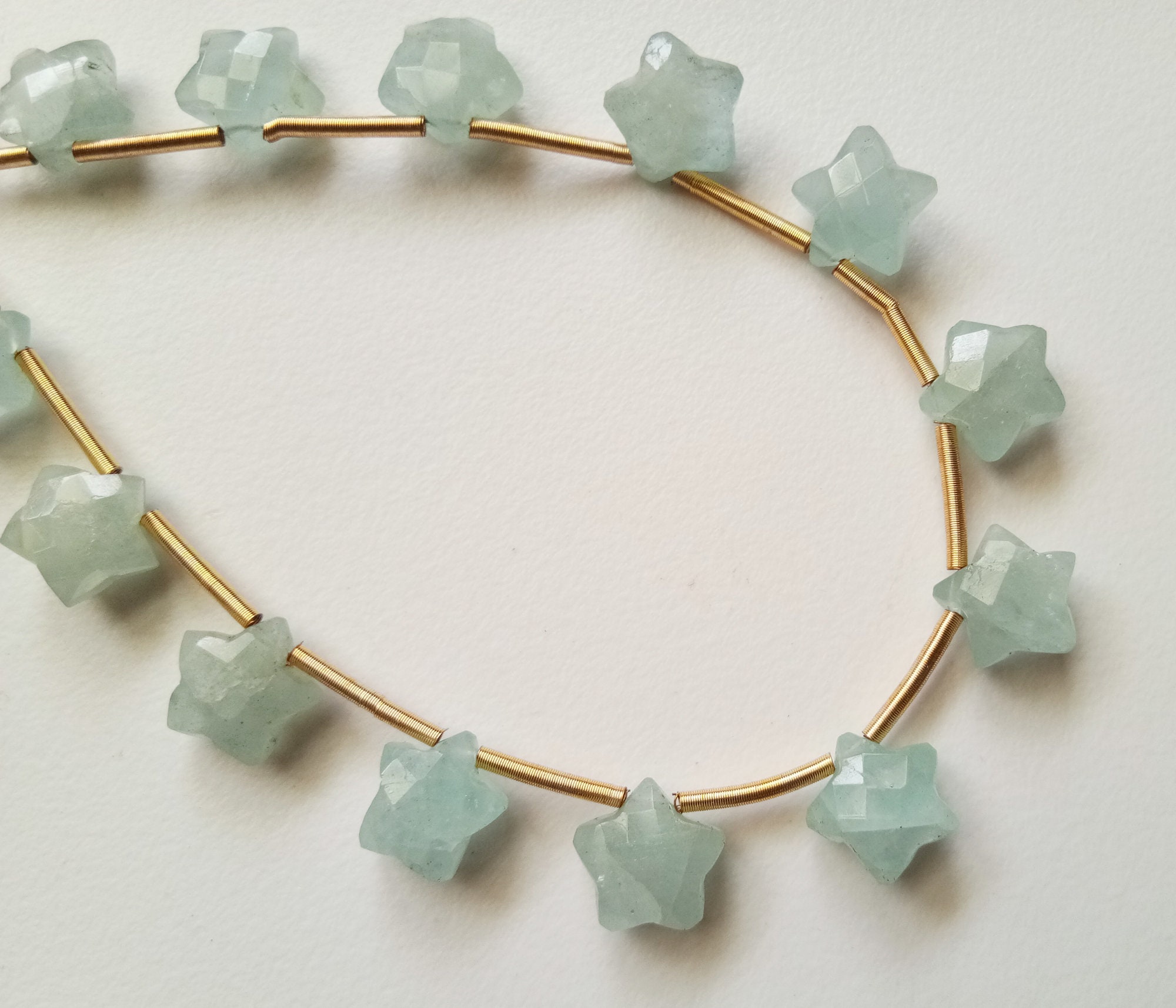 10mm Aquamarine Faceted Star Beads, Aquamarine Star Shape Bead, Aquamarine Briolettes For Jewelry, Fancy Star (4in To 8in Options) - Adg354