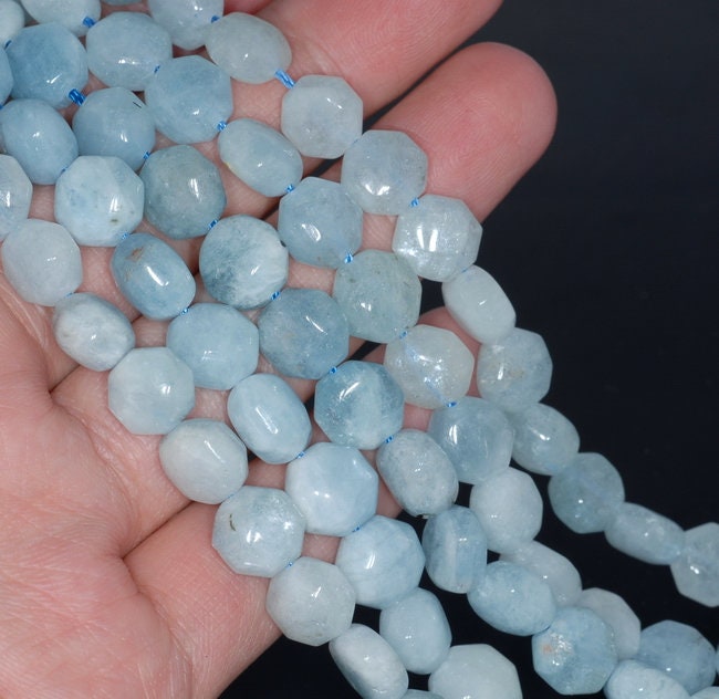 10mm Aquamarine Gemstone Grade Aa Hexagon Loose Beads 15.5 Inch Full Strand (80001408-a105)
